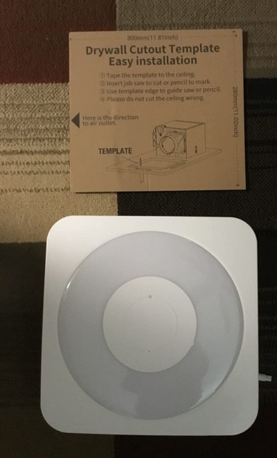 OREiN Smart Bathroom Exhaust Fan unpacked on the table