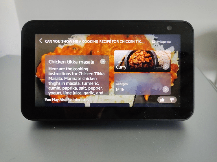 Following recipes on Amazon Echo device screen
