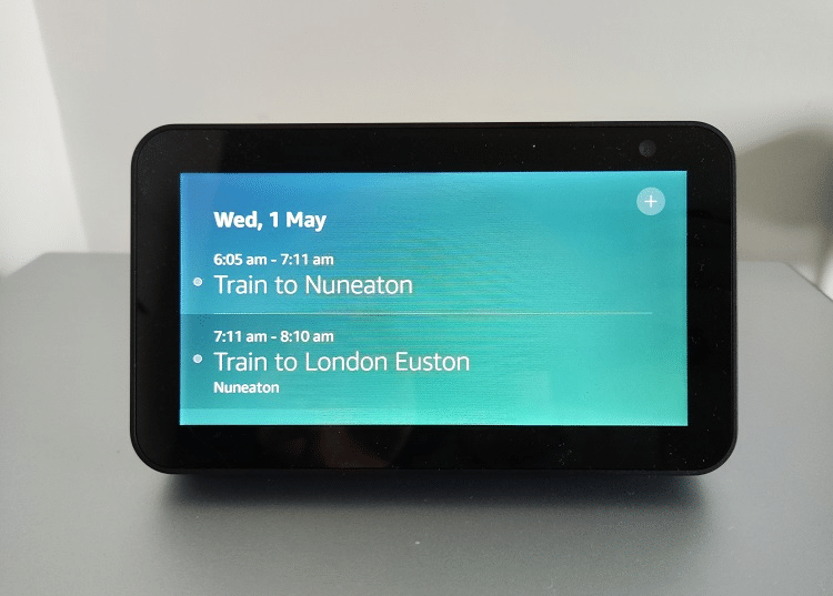 Looking up my schedule on Amazon Echo screen