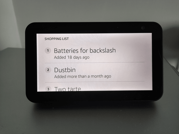 displaying shopping list on Alexa enabled devices