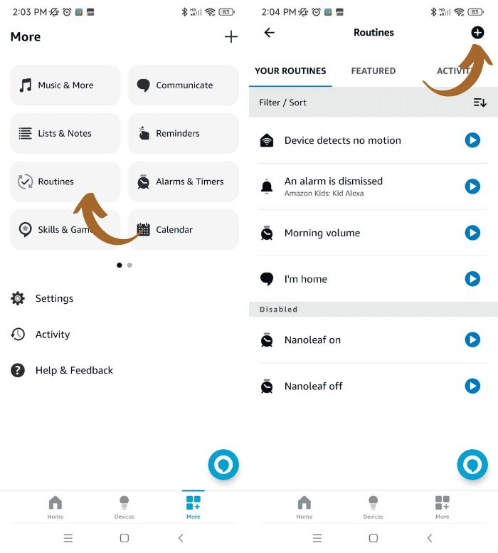 Adding new routine in the Alexa mobile app